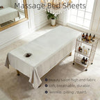 Premium Reusable Massage Table Sheets with Face Hole, Bed Cover Professional Massage Linens Fitted Wax Mat for Esthetician Bed, Stain and Wrinkle-Resistant, Machine Washable (Grey, 48 * 91 Inch)