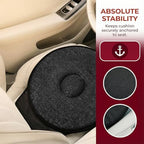 360 Degree Swivel Car Seat Cushion, Round Rotating Non Slip Vehicle Chair Pad for Elderly Support, Portable Removable Automotive Interior Seat Assist Pad, Universal for Sedan RV Truck (Black)