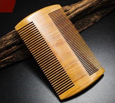 Green Sandalwood Beard Comb, 4" Long Two Sides, Handmade Natural No Static Comb with Aromatic Scent for Long and Short Beards, Mustache Comb, Pack of 1 Pcs