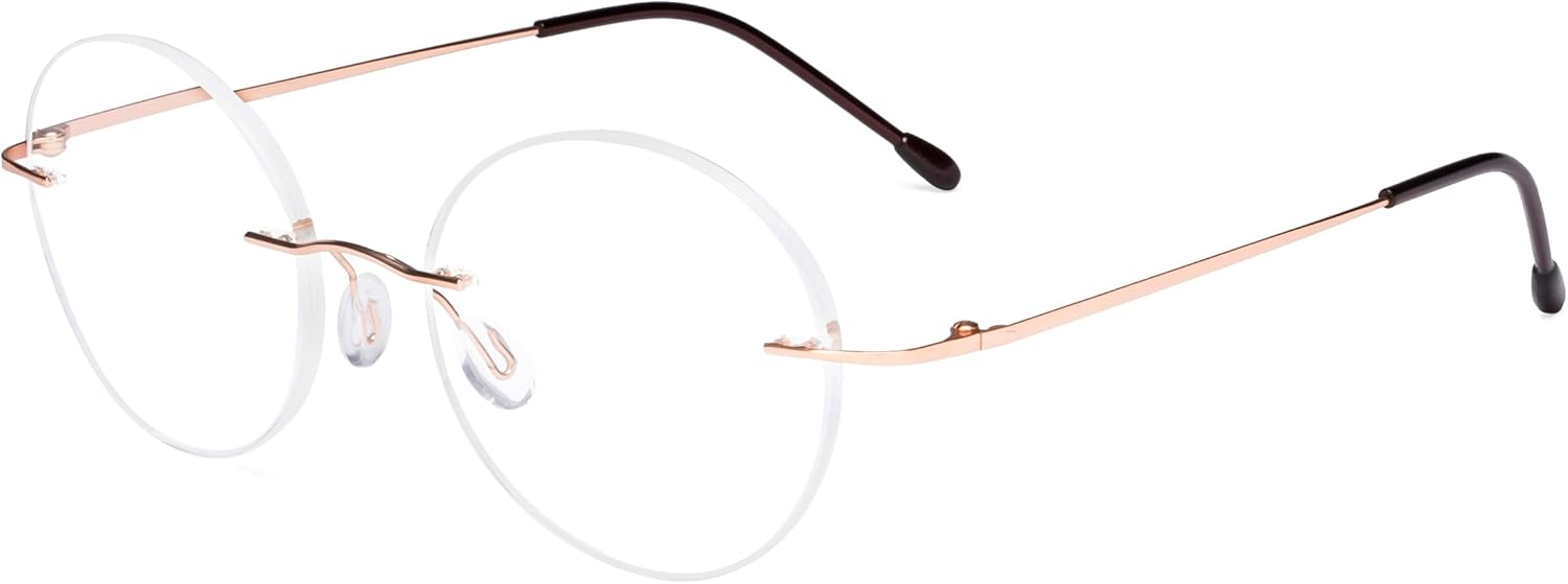 Eyekepper Frameless Reading Glasses Women - Round Rimless Readers Men Gold +1.00