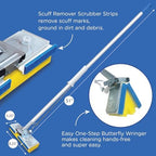 LOLA Squeezematic Butterfly Automatic Sponge Mop, 4 Mop Heads - 2 Foam w/ Cellulose Layer & 2 All Foam, 9" Head w/ Scuff Remover