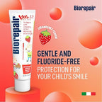 BIOREPAIR Kids- Kids and Baby Toothpaste with Hydroxyapatite, Gentle Cleansing & Enamel Protection, Strawberry Fluoride Free Toothpaste, Moisturizing Action on Gums, 0-6 Years, 2.12 Oz, Made in Italy