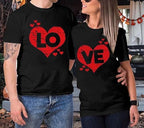Matching Couples Shirt Cute Heart Shaped Graphic Tshirt Funny Letter Print Casual Short Sleeve Tee Tops (Pack of 1)