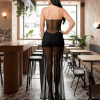 Sexy Sheer Mesh Dresses for Women See Through Bodycon Maxi Dress Outfits Club