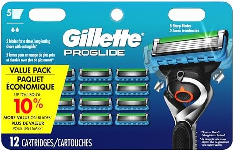 Gillette Fusion5 ProGlide Men's Razor Blade Refills, 12 Count, Mens Blades