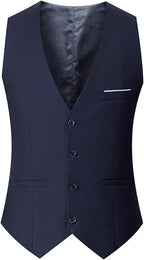 Men's Suit Vest Classic Business Slim Fit V Neck Dress Waistcoat Formal Wedding Prom Tuxedo Vest with Pocket
