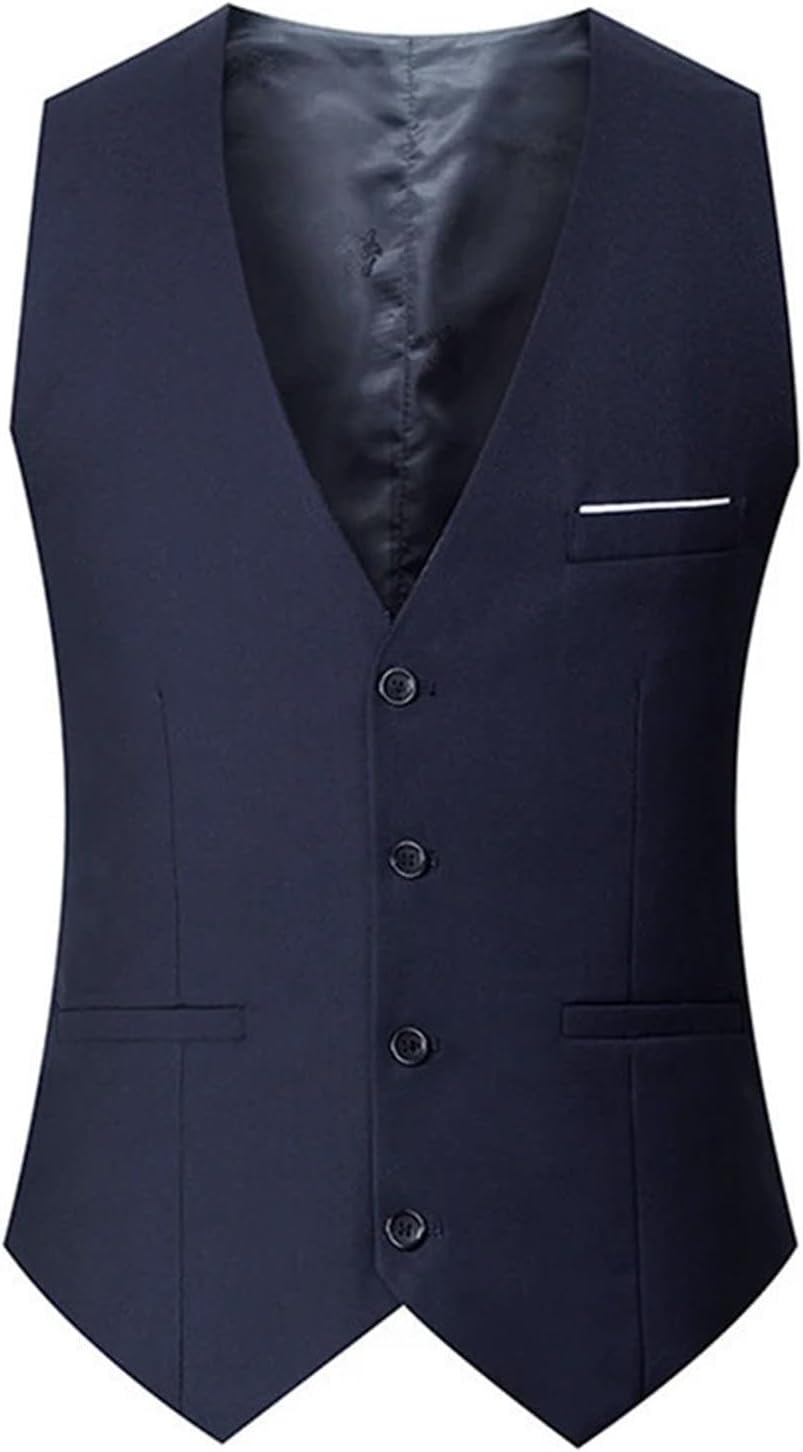 Men's Suit Vest Classic Business Slim Fit V Neck Dress Waistcoat Formal Wedding Prom Tuxedo Vest with Pocket