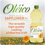Oleico - High Oleic, Non GMO Certified, Kosher Verified, Expeller Pressed, High Heat Stable Safflower Oil, Bottle of 32.3 fl oz