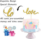 Gold Glitter Love Cake Topper - for Wedding/Engagement/Bridal Shower/Anniversary/Birthday/Bachelorette/Confession Party Decorations Supplies