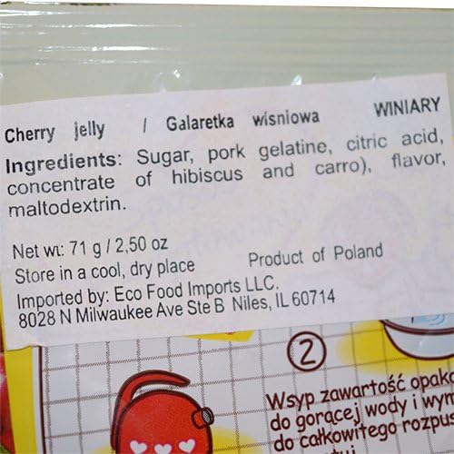 Winiary Galaretka Cherry Soft Jelly 75g (Pack of 5)