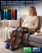 Leg Massager with Heat and Compression : Sequential Compression Boots with 6 Modes,9 Intensity and 3 Heat for Circulation and Pain Relief - Christmas Birthday for Mom, Dad, Athletes, Gym