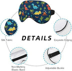 Cute Dinosaurs Sleep Eye Mask Children Print Palm Tree Animal Green Blue Red Silk Eye Mask Sleeping Soft Eye Shade Cover for Men Boy Girl Airplane Travel with Elastic Strap