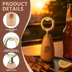 Apsire Custom Beech Wood Bottle Opener, Engraved Stainless Steel Opener with Wooden Handle, Wedding Beverage Opener - Small