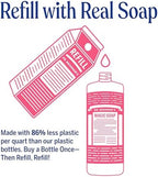 Dr. Bronner's Pure-Castile Magic Soap Liquid- Made with Regenerative Organic Certified Oils- For Body, Face, Hair, Dishes, Laundry, Vegan Bath Soaps for Men & Women, Non-GMO - Rose, 32oz + Refill