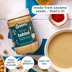 Soom Foods Premium Tahini 16oz (1 Pack) | Roasted & Ground Sesame Seed Paste | Creamy Tahini for Dubai Chocolate, Hummus, Sauces | Vegan, Nut-Free, Gluten-Free, Kosher, Keto, Paleo, Whole30