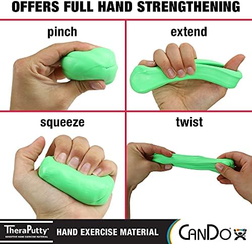 CanDo Theraputty Plus Hand Exercise Putty for Rehabilitation, Exercises, Hand Therapy, Stress Relief - 1 lb, Green, Medium Resistance
