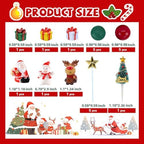22 PCS Cake Topper Merry Christmas Cake Decorations Cupcake Toppers with Balls Snowman Christmas Tree and Present Box for Xmas Party