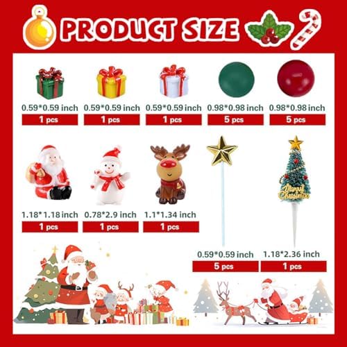 22 PCS Cake Topper Merry Christmas Cake Decorations Cupcake Toppers with Balls Snowman Christmas Tree and Present Box for Xmas Party