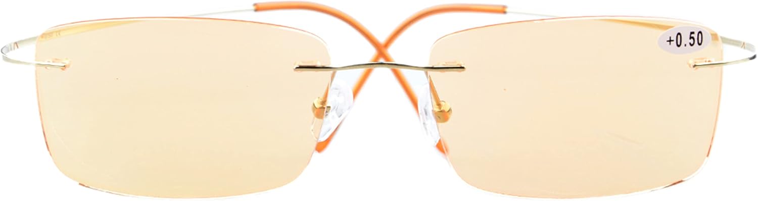 CessBlu Rimless UV Blue Light Filter Glasses Titanium Computer Eyeglasses Men Reading