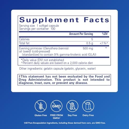 Pure Encapsulations E.P.O. (Evening Primrose Oil) | Hypoallergenic Dietary Supplement Containing 9% GLA | 100 Softgel Capsules