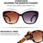 LADEESSE Reading Sunglasses for Women - Stylish Bifocal Sunglasses with Readers Built-in - UV400 Protection - 2 Pack +2.5