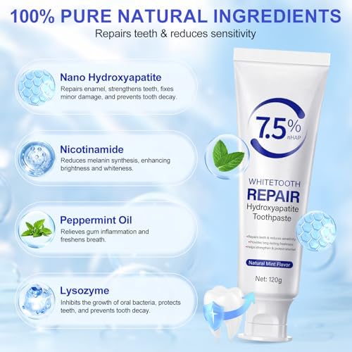 Hydroxyapatite Toothpaste – Protects Enamel, Strengthens Teeth, Deeply Cleans and Promotes Oral Health with a Refreshing Mint Flavor.