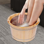 Solid Wood Foot Tub for Soaking, Massage and Relaxation - Wooden Foot Bath Bucket with Massage Roller and Lid, Thicken Feet Spa Barrel Kit
