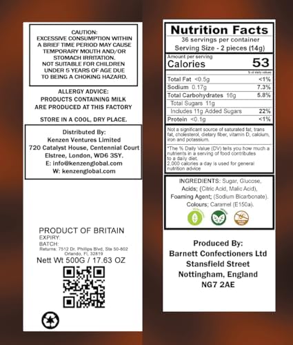 Barnetts Sweets Mega Sour Candy Cola 500g