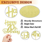 Sotpot Happy 70th Birthday Cake Topper Gold Glitter 70th Cake Toppers 70 Birthday Cake Decorations for Cheers to 70 Fabulous Birthday Party Supplies - 1 Pack