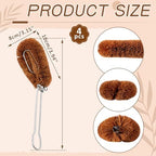 Sawysine Tawashi 100% Natural Coconut Coir Fiber Brush with Handle, 4 Vegetable Scrub Brush Heads Ideal for Fruit Veggie Scrub Wash, Kitchen Cleaning Needs, Pan Pot Glassware Cookware, Japanese Design