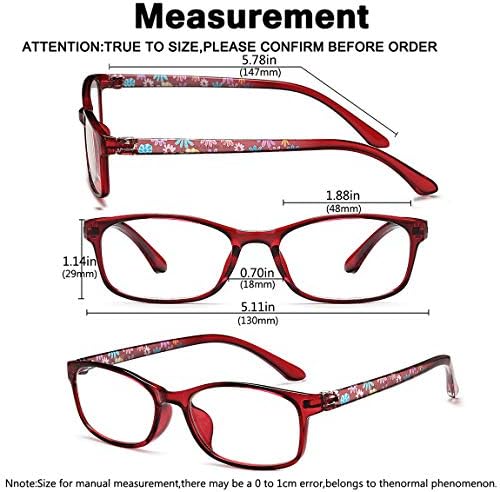 EYEURL Reading Glasses Women Blue Light Blocking - Set of 2 Pattern Design Value Computer Readers (Purple/Red, 1.5)