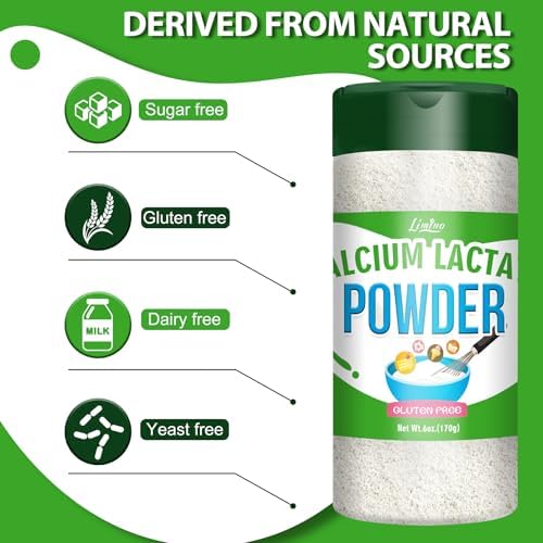 Calcium Lactate Powder, 6oz Pure Calcium Lactate Food-Grade, Helps Neutralize Food Acidity, Non-GMO Food Stabilizer and Bulking Agent for Dairy Products, Breads, Pastries, Ice Cream, Jellies