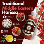 SHUUG Harissa Sauce (9oz) | Hot & Spicy Red Pepper Flavor | Middle Eastern Harissa Paste Sauce with Dried Chilis, Lemon & Garlic | Vegan, Non-GMO, Kosher | Flavor Cooking, Dipping & Marinades | 9oz