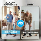 Allay Walking Canes for Men & Women - Adjustable Canes for Women for Stability, Self Standing Wide Quad Pivot Base, Light Weight, Soft Handle Grip and Travel Bag, Walking Sticks for Seniors & Adults