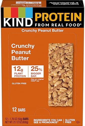 KIND Protein Bars, Crunchy Peanut Butter, Gluten Free, Healthy Snacks, 12g Protein, 12 Count