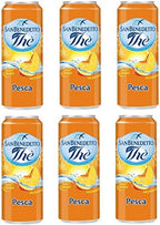 San Benedetto: "The Pesca" Peach Flavoured Tea in Mineral water 11.15 Fluid Ounces (33cl) can (Pack of 6) [ Italian Import ]
