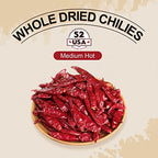 52USA Whole Dried Chilli Peppers, Medium Spicy Dried Chilies 4 Oz, Natural and Premium Red Chili Pepper, Szechuan Red Peppers, Whole Dry Chili Pepper, Medium Hot
