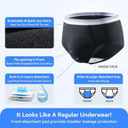 Carer Mens Incontinence Underwear Washable 3 Pack Cotton Reusable Incontinence Boxers Briefs for Men Built in Cotton Pad for Bladder Leakage 150ML, X-Large