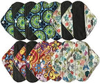 MUMBABY 12 pcs 8inch Pantyliner Charcoal Bamboo Mama Cloth/Menstrual Pads/Reusable Sanitary Pads