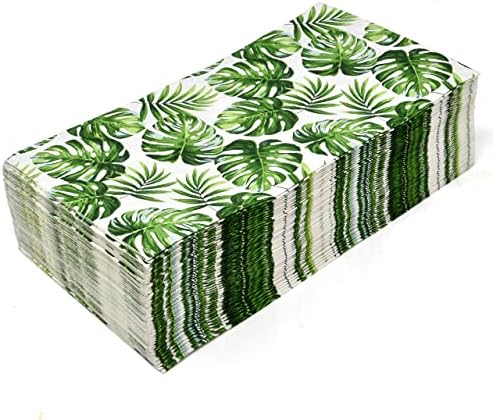 Gift Boutique 100 Tropical Palm Leaf Guest Napkins 3 Ply Disposable Paper Hawaiian Luau Green Leaves Room Party Decorative Towel