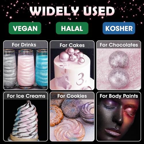 NiHome Edible Food-Grade Glimmer Powder Glitter Luster Dust Metallic Food Decorating Sprinkle Glimmery Dust for Drink Wine Beverage Cake Candy Dessert Bakery Restaurant Vegan (0.18oz/5g, Light Pink)
