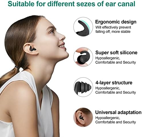 Swimming Ear Plugs for Adults,3 Pairs Waterproof Reusable Silicone Swim Earplugs for Swimming Surfing Snorkeling Showering and Water Pool,Beach,Ocean (Adults & Teens 14+)