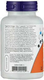 NOW Foods by Now Double Strength Taurine Nervous System Health 1000mg 100 Capsule