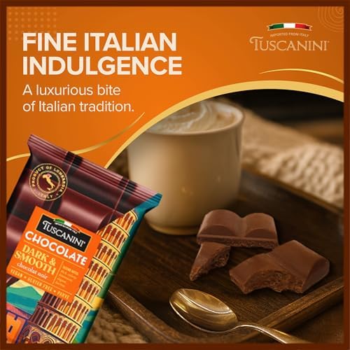 Tuscanini Italian Chocolate Bar, Dark & Smooth, 3.5oz (2 Pack) | Imported from Italy | Vegan, Gluten Free | Dairy Free | Rich Dark Chocolate with Hazelnut & Vanilla | Gourmet European Chocolate