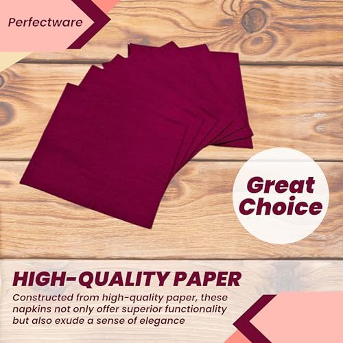 Perfectware - 2 Ply Burgundy Bev-250 2 Ply Burgundy Beverage Napkins- Pack of 250ct