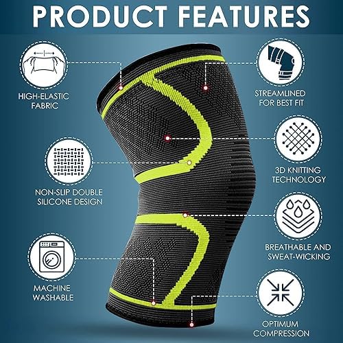 Knee Brace, Knee Compression Sleeve Support, Knee Support, for Running, Basketball, Workout, Sports, for Men and Women