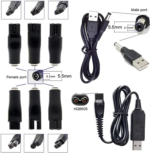 Universal Cable for Hair Trimmers with DC Connector, USB Adapter, Charging Heads, Power Cable, Shaver Charger, and Inverter for shavers, air purifiers, Table Lamps and Other Equipment.