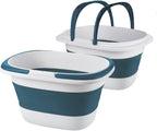 Goderewild 2 Pack Large Collapsible Mop Bucket 4.2 Gallon(16L) with Handle for House Cleaning, Space Saving Outdoor Multiuse Foldable Water Pail for Camping, Fishing, RV(2, Blue)