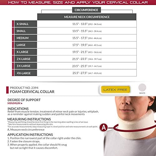 OTC Cervical Collar, Soft Contour Foam, Neck Support Brace, White Average 3" Depth, Medium