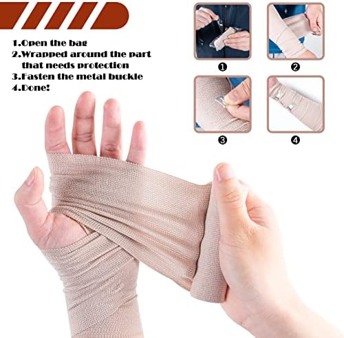OBTANIM 6 Rolls Elastic Bandage Wrap with 12 Extra Clips, 6 Inch X 15ft Compression Bandage Stretch Tape for Medical, Athletic Sport, Wrist, Arm, Leg Sprains, Calf, Ankle & Foot